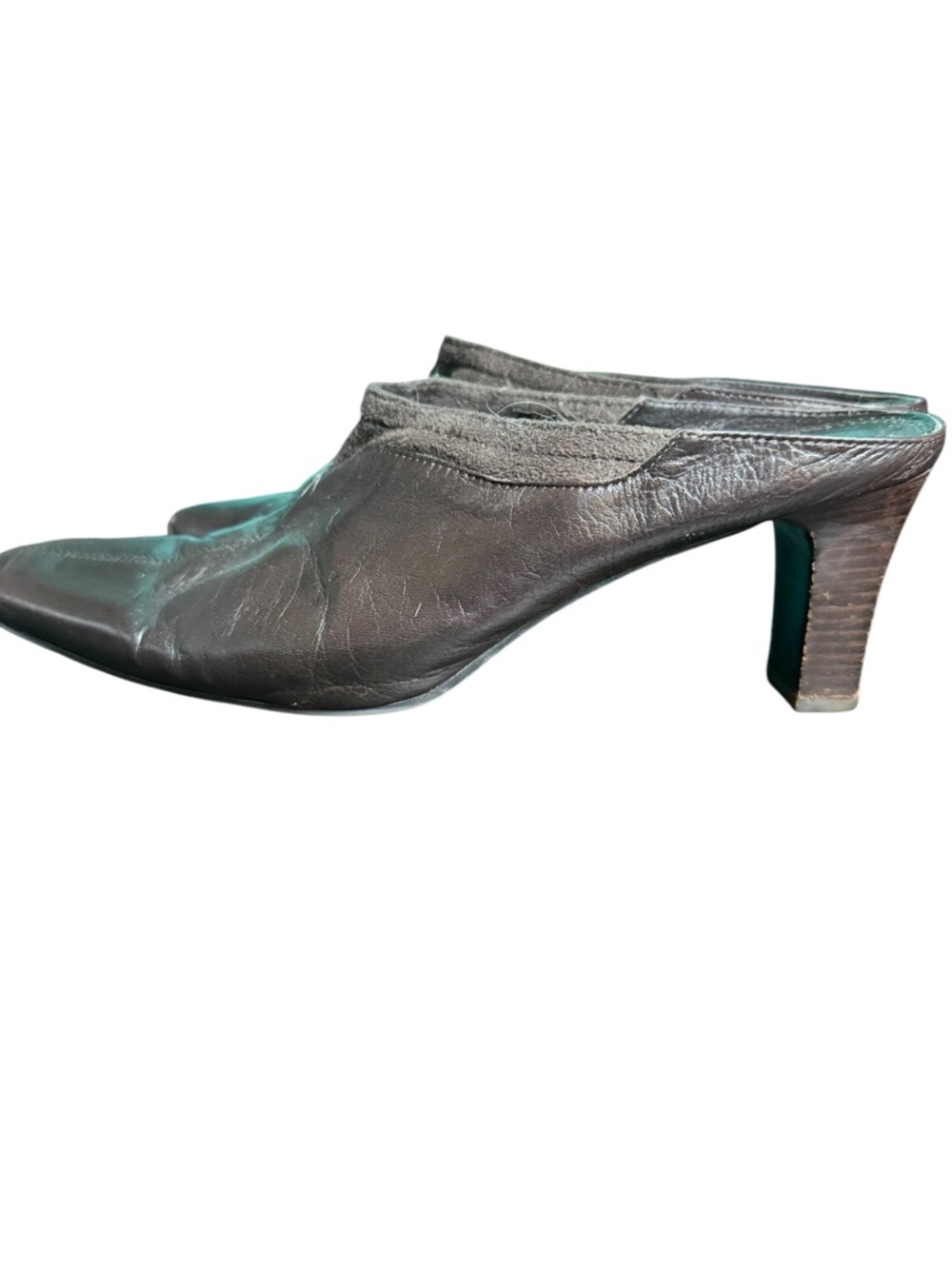 Liz Claiborne Dark Brown Pointed-Toe Leather Mule Heels